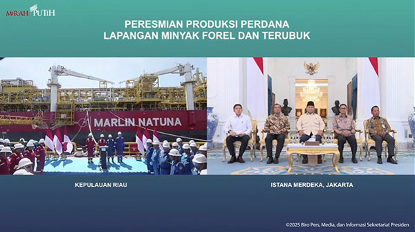 Presiden Prabowo Subianto meresmikan dua proyek migas, Forel dan Terubuk, bagian dari Blok South Natuna Sea Block B di Kepulauan Riau | skk migas