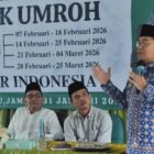 Pelepasan jamaah umroh Kafilah Kota Jambi sekaligus pembukaan kegiatan manasik umroh oleh Wali Kota Jambi, Maulana, di Aula Asrama Haji Jambi, Sabtu | foto : gjj
