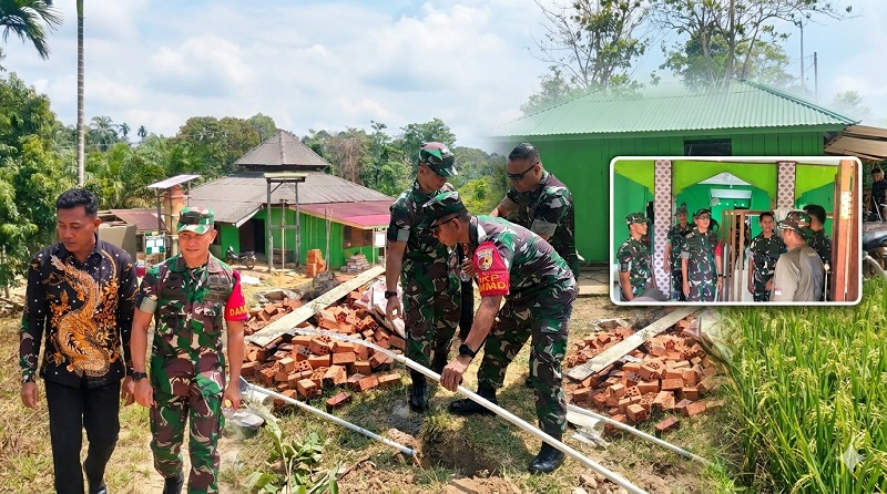 Danrem Garuda Putih, Brigadir Jenderal Nyamin, meninjau progres pelaksanaan TMMD 128 di Desa Seko Besar, Pauh, Kabupaten Sarolangun | penrem
