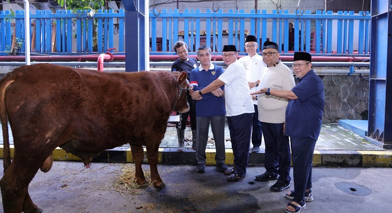 Penyembelihan hewan kurban di kantor Kemnaker, Jalan Jenderal Gatot Subroto Kavling 51, Jakarta Selatan | humas kemnaker