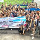 Puluhan jurnalis anggota Forum Jurnalis Migas (FJM) Provinsi Jambi meninjau budidaya ikan di Desa Kasang Lopak Alai, Kumpe Ulu, Muaro Jambi | tim